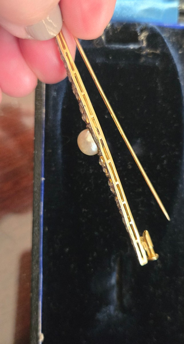  18ct Gold And Diamond Art Déco Barrette Brooch-photo-5