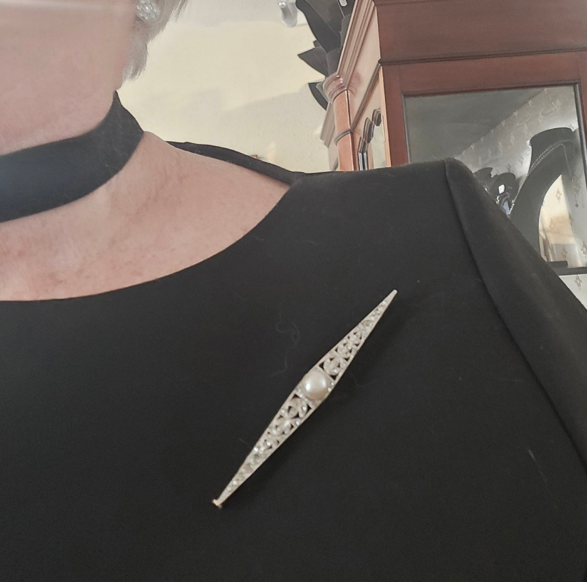  18ct Gold And Diamond Art Déco Barrette Brooch-photo-7