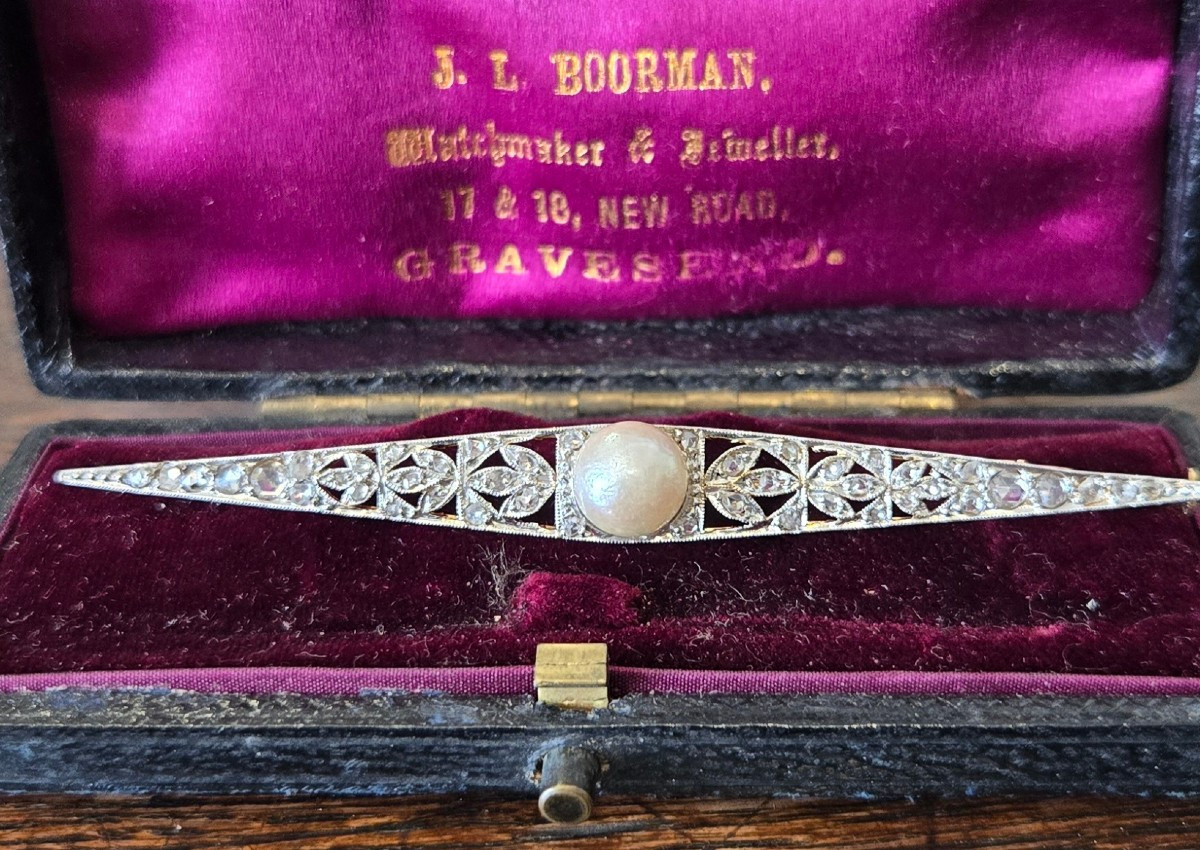  18ct Gold And Diamond Art Déco Barrette Brooch-photo-8