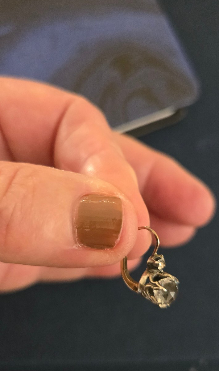 Pair Of 18ct Gold Crystal Dormeuse Earrings-photo-3