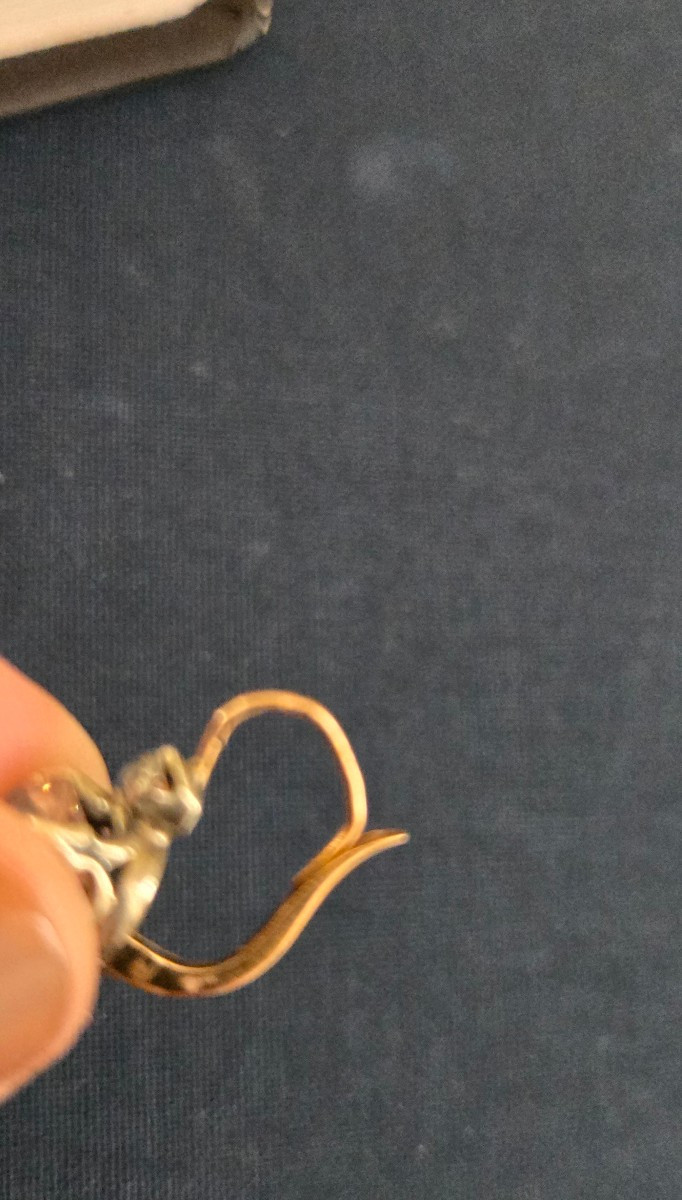 Pair Of 18ct Gold Crystal Dormeuse Earrings-photo-7