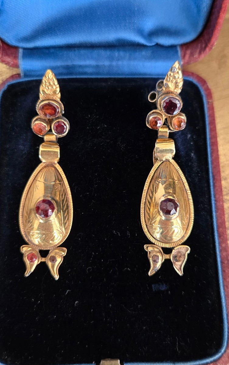 Catalan Hessonite Garnet Earrings In 18k Gold-photo-3