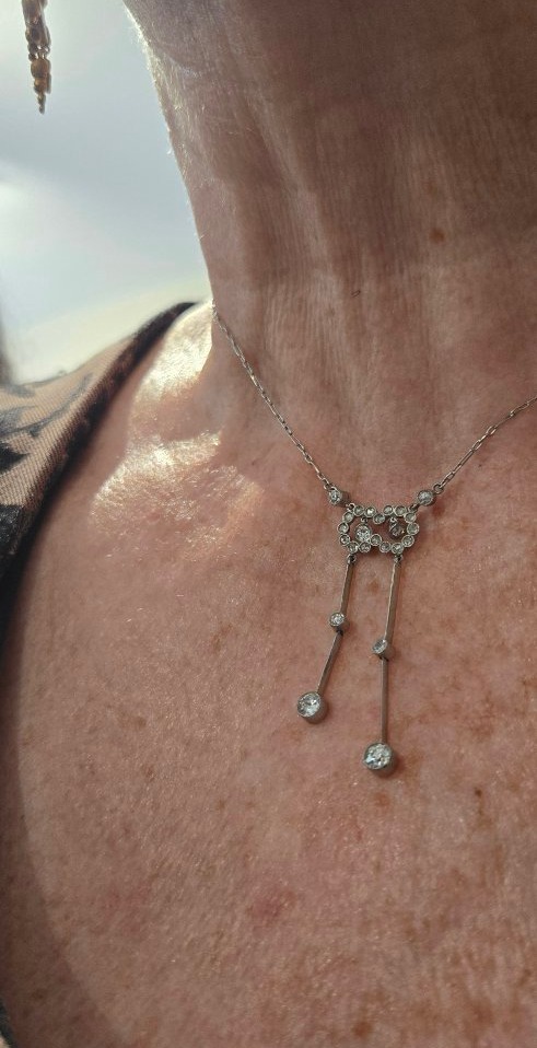 Négligée Art Deco Platinum Necklace Set With Diamonds-photo-1