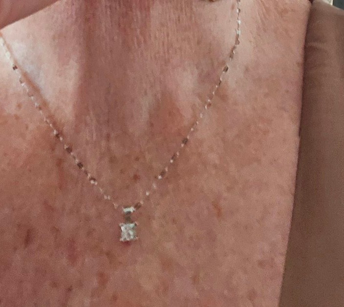 Pendentif/Collier Diamant, taille Princess, montre sur 18ct Or Blanc -photo-5