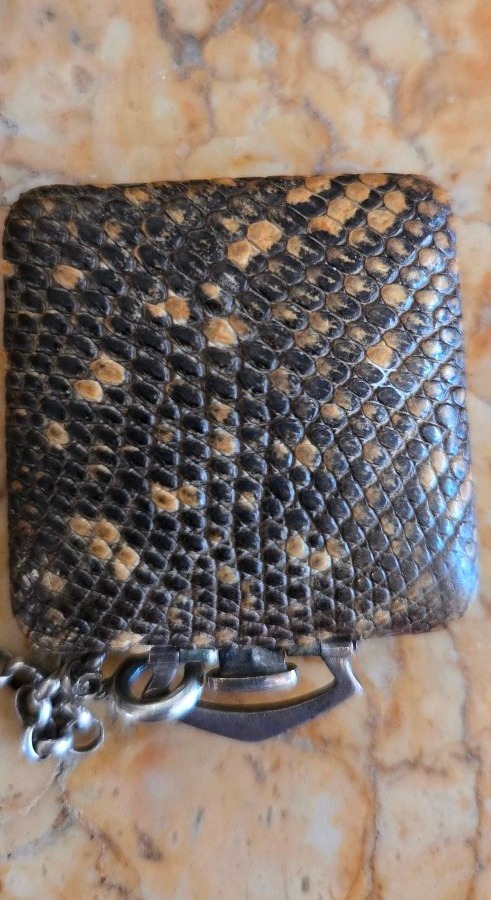 Montre de Poche/Réveil Art Déco en Argent et Peau de Serpent -photo-4