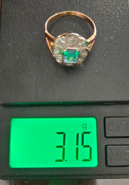 Antique 18-carat Gold Ring, Set With An Aquamarine And Diamonds -photo-5