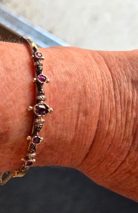 Austro-Hongrois Bracelet rigide en Argent orné de motifs de "Têtes de Moretti "-photo-4