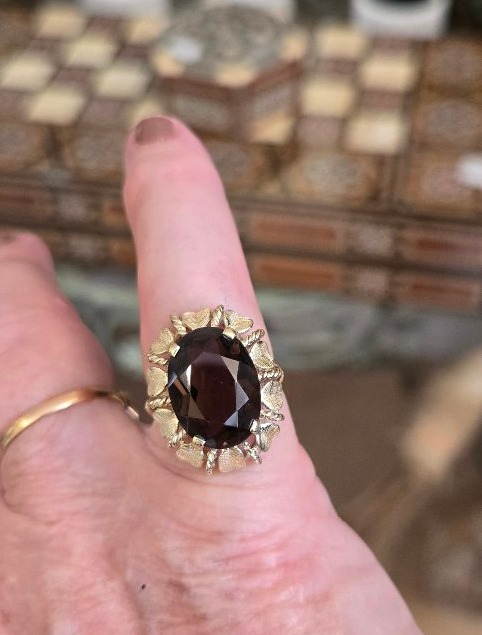 Une Bague Cocktail, sertie d'un grand Quartz Fumé en Or 14ct-photo-3