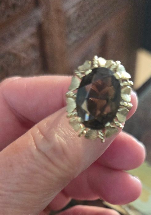 Une Bague Cocktail, sertie d'un grand Quartz Fumé en Or 14ct-photo-5