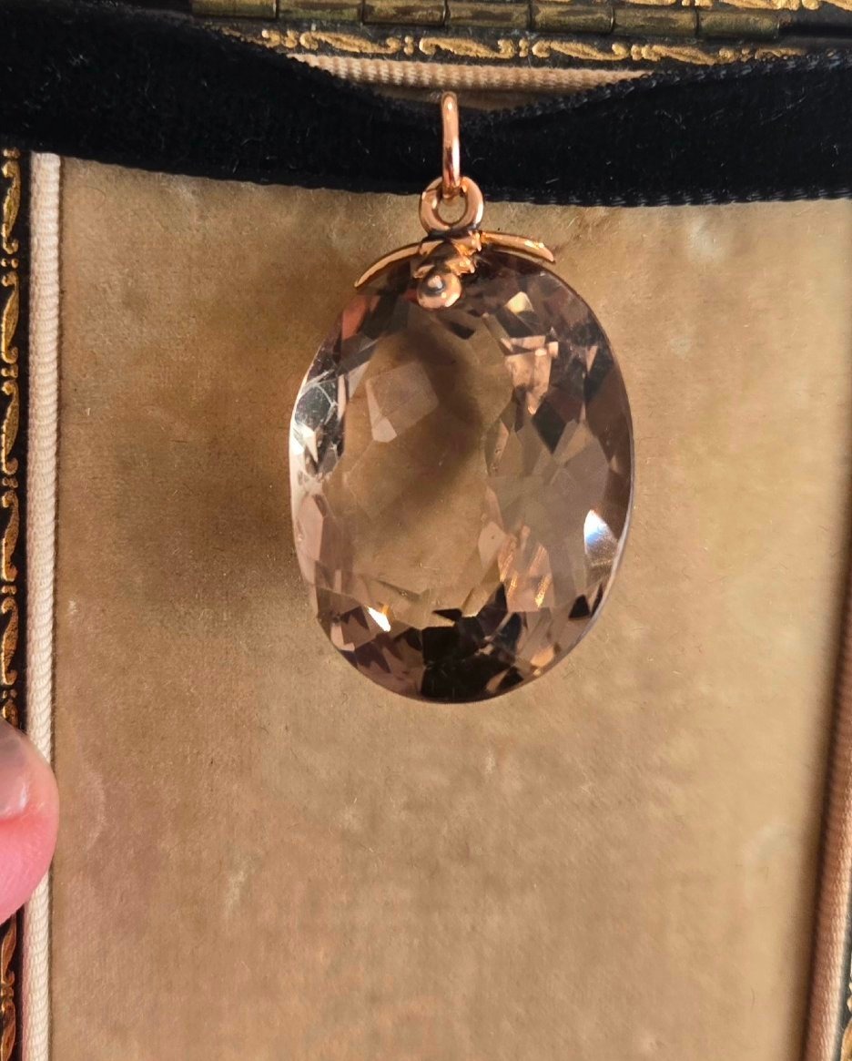 Vintage 18k Gold Pendant Set With A Large Citrine-photo-2