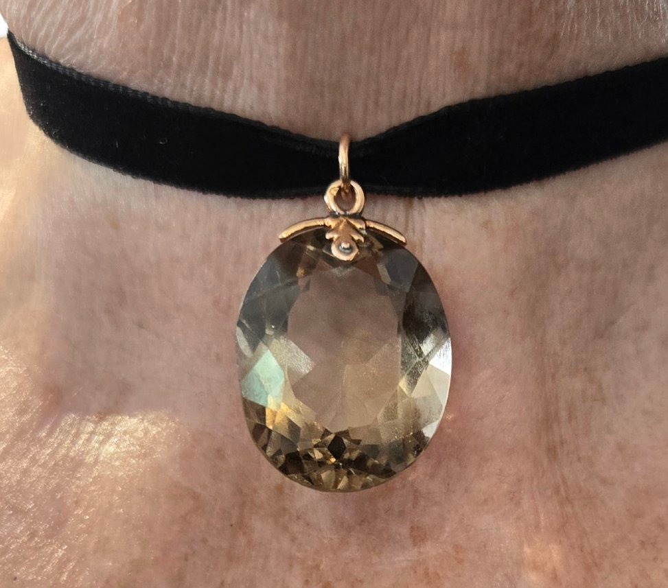 Vintage 18k Gold Pendant Set With A Large Citrine-photo-6