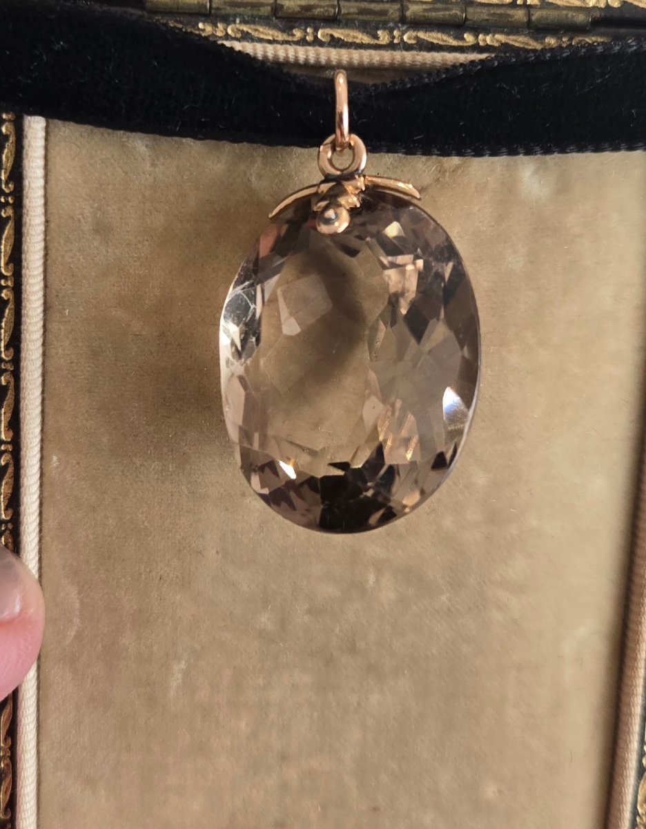 Vintage 18k Gold Pendant Set With A Large Citrine-photo-8