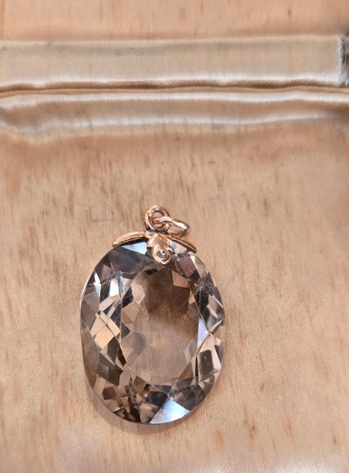 Vintage 18k Gold Pendant Set With A Large Citrine-photo-3