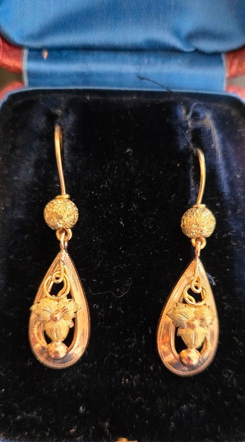 Art Nouveau - Boucles d'oreilles en Or 18ct Rose et Jaune-photo-2