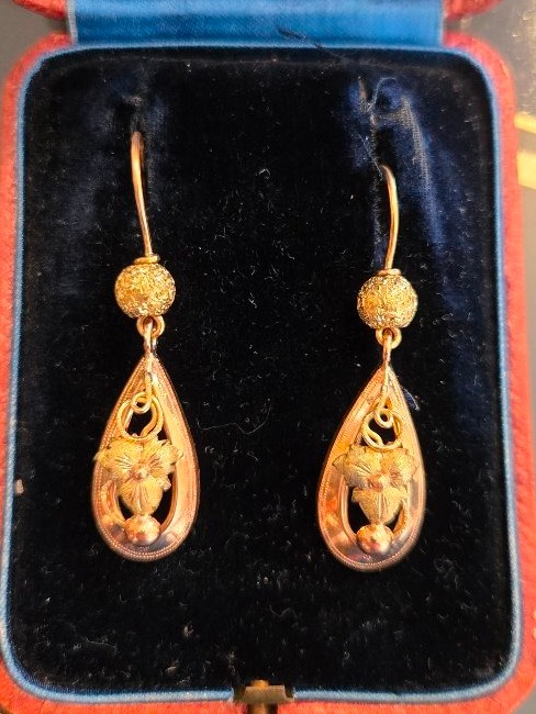 Art Nouveau - Boucles d'oreilles en Or 18ct Rose et Jaune-photo-4
