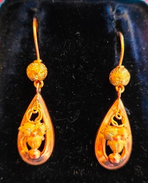Art Nouveau - Boucles d'oreilles en Or 18ct Rose et Jaune-photo-1