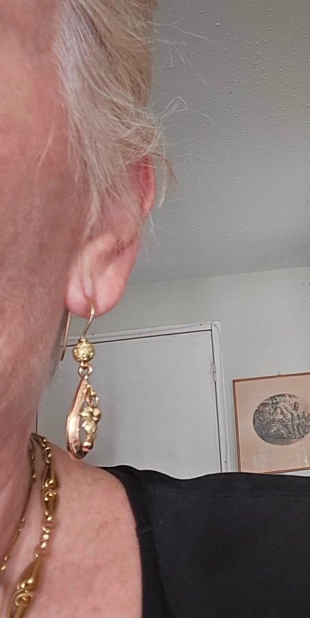 Art Nouveau - Boucles d'oreilles en Or 18ct Rose et Jaune-photo-3