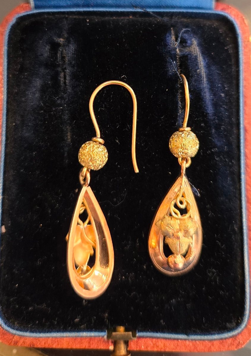 Art Nouveau - Boucles d'oreilles en Or 18ct Rose et Jaune-photo-4