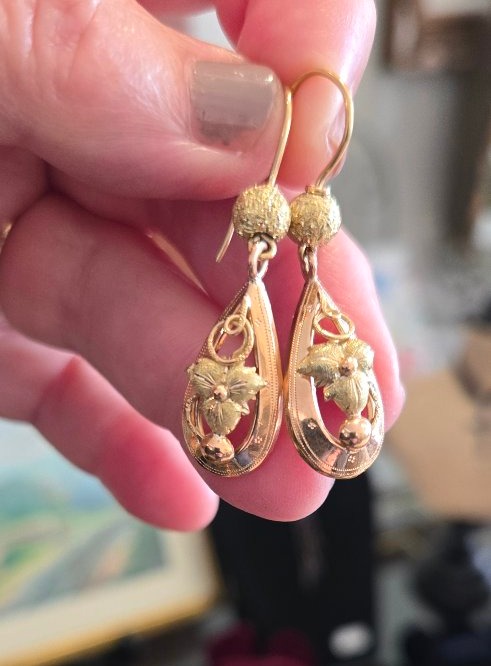 Art Nouveau - Boucles d'oreilles en Or 18ct Rose et Jaune-photo-6