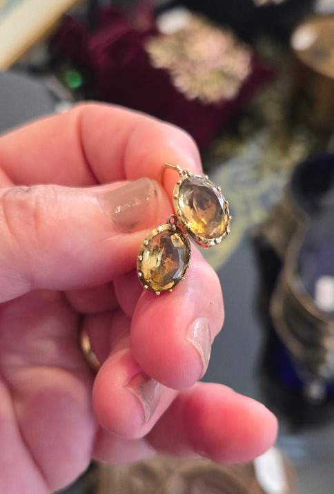 Louis-Phillipe Boucles d'oreilles en Or 18ct ornées de Citrines en Paillon-photo-2