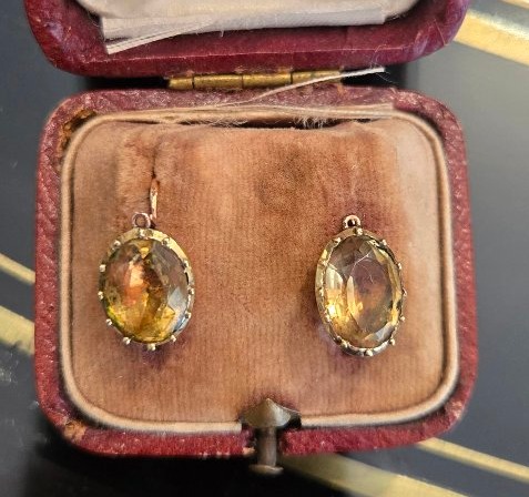 Louis-Phillipe Boucles d'oreilles en Or 18ct ornées de Citrines en Paillon-photo-2