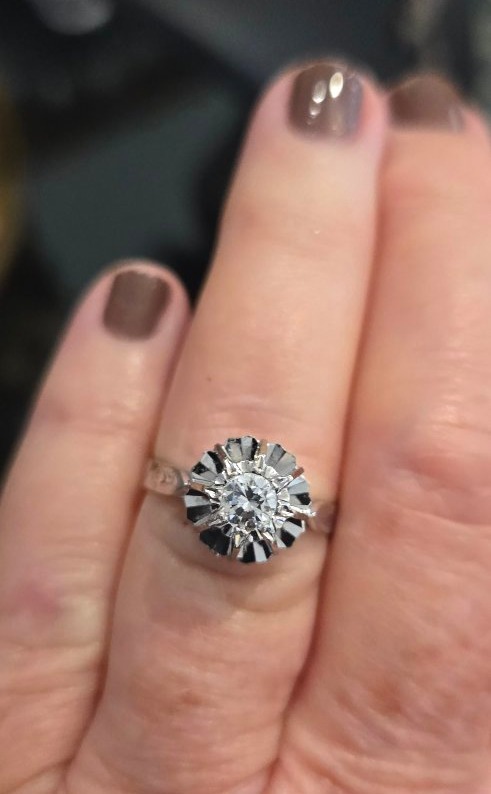 Art Deco Ring In Platinum And 18carat White Gold, Set With An Old European Cut Diamond -photo-6
