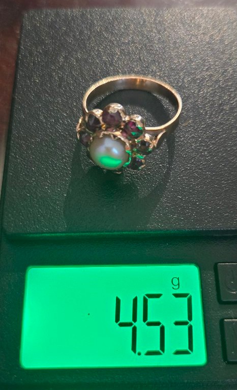 Bague Vintage "Marguerite " en Or 18ct et Grenats de Perpignan -photo-5