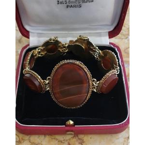 Empire-Consulate Bracelet En Or 18ct  Et Agate Datant d'Environ 1820