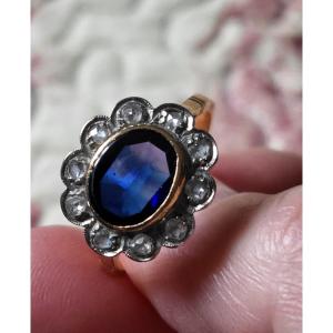 Belle Epoque 18ct Gold Ring Sapphire And Diamonds