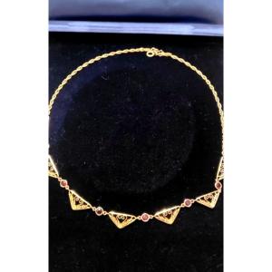 Belle Epoque Drapery Necklace 18ct Gold And Garnets