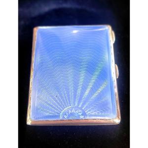 Art Deco Enamel And Silver Guilloche Case