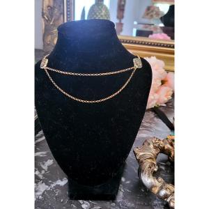 Belle Epoque 18ct Gold And Enameled Necklace