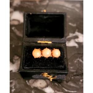 Napoleon 111 Bague Peau d'Ange Corail Et Or 15ct