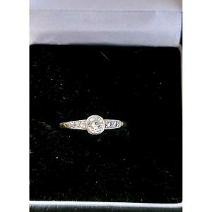 Art Deco Diamond Ring In  Platinum And Gold