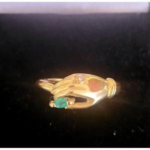 Antique 18ct Gold Ring With A Little Tourmaline