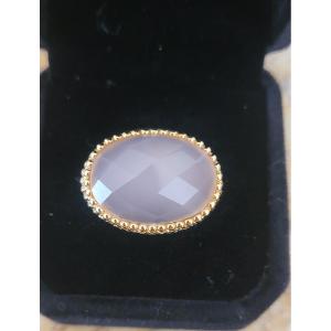 Grand Bague en Quartz Rose sertie de Vermeil