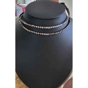 Ancien Bandeau / Ras du Cou en Acier taille à Facetté 