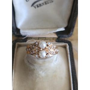 Bague Perles Ancienne en Or 18ct 