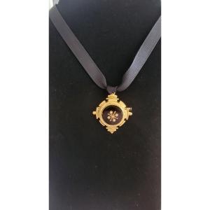 18ct Gold Onyx And Pearl Pendant - Napoleon 111