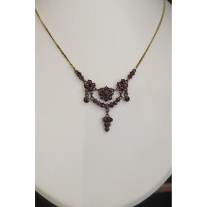 Bohemian Garnet Necklace, Vintage 
