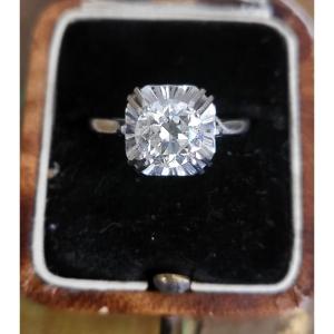 Ancien Diamant Taille Européene en Platine - Art Déco 