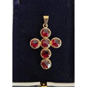 Cross - 18ct Gold Perpignan Garnets