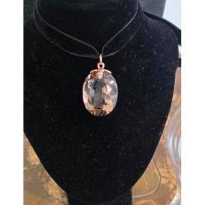 Vintage 18k Gold Pendant Set With A Large Citrine