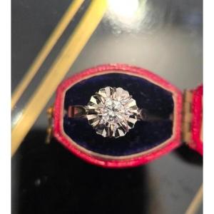 Art Deco Ring In Platinum And 18carat White Gold, Set With An Old European Cut Diamond