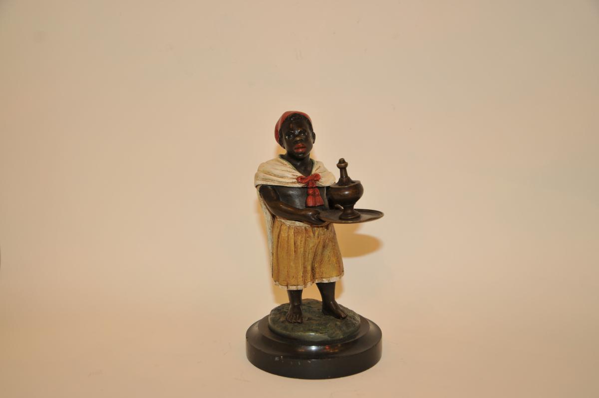 Encrier Orientaliste En Bronze Patiné Polychrome De 1880