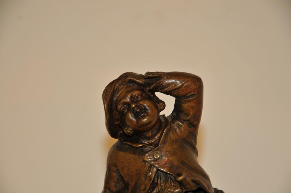 Bronze Inkwell XIX "happy Man"-photo-3