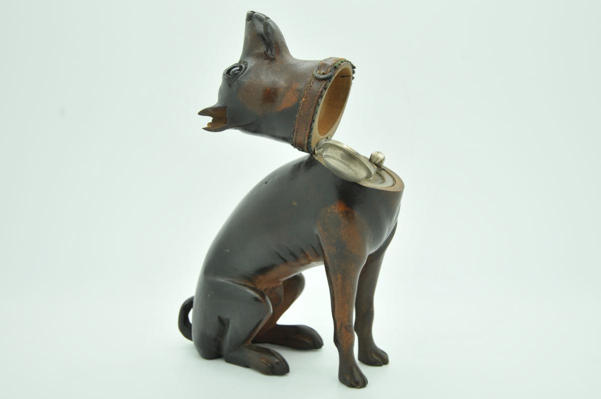 Wooden Inkwell Shaped Dog Nineteenth-photo-4