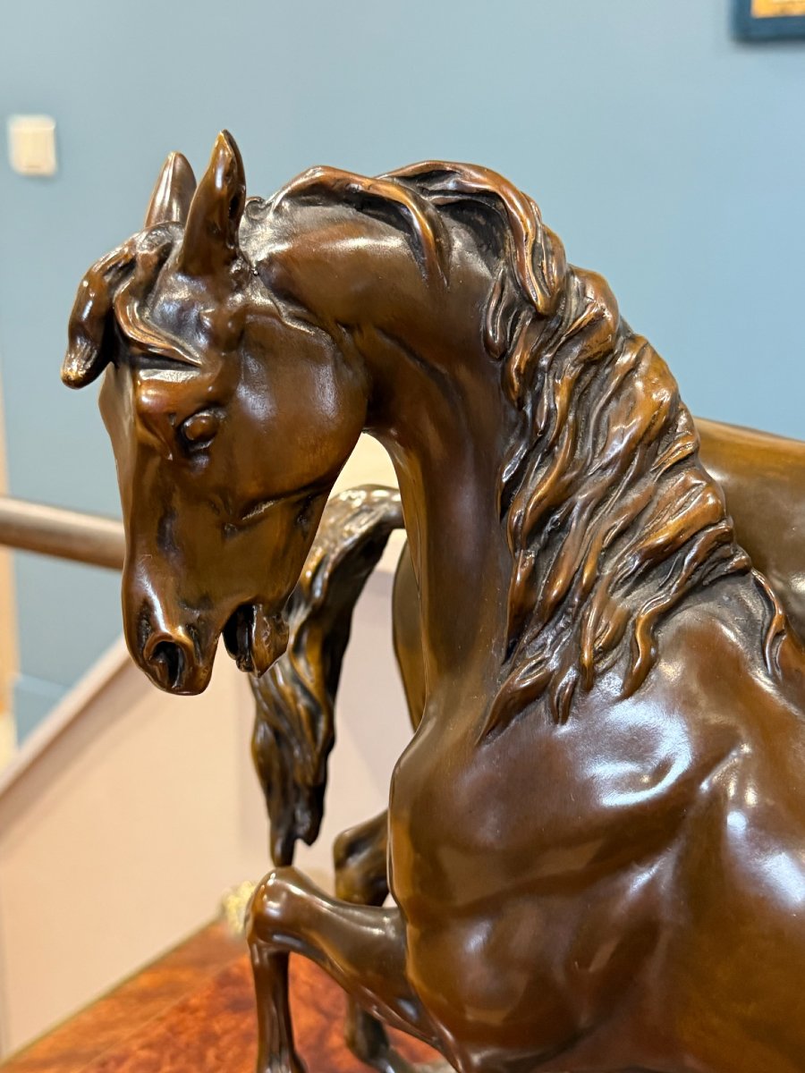 A.L. Barye et Ch. Valton - L'accolade des chevaux-photo-4