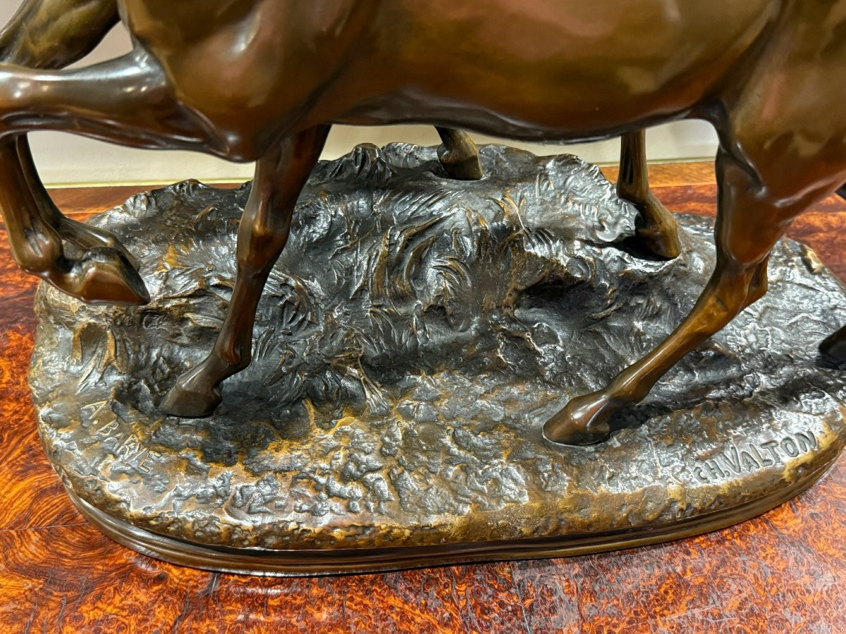 A.L. Barye et Ch. Valton - L'accolade des chevaux-photo-6