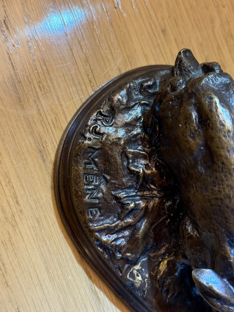 Pierre-Jules Mêne - Deux Lièvres - Sculpture en bronze XIXe siècle-photo-1